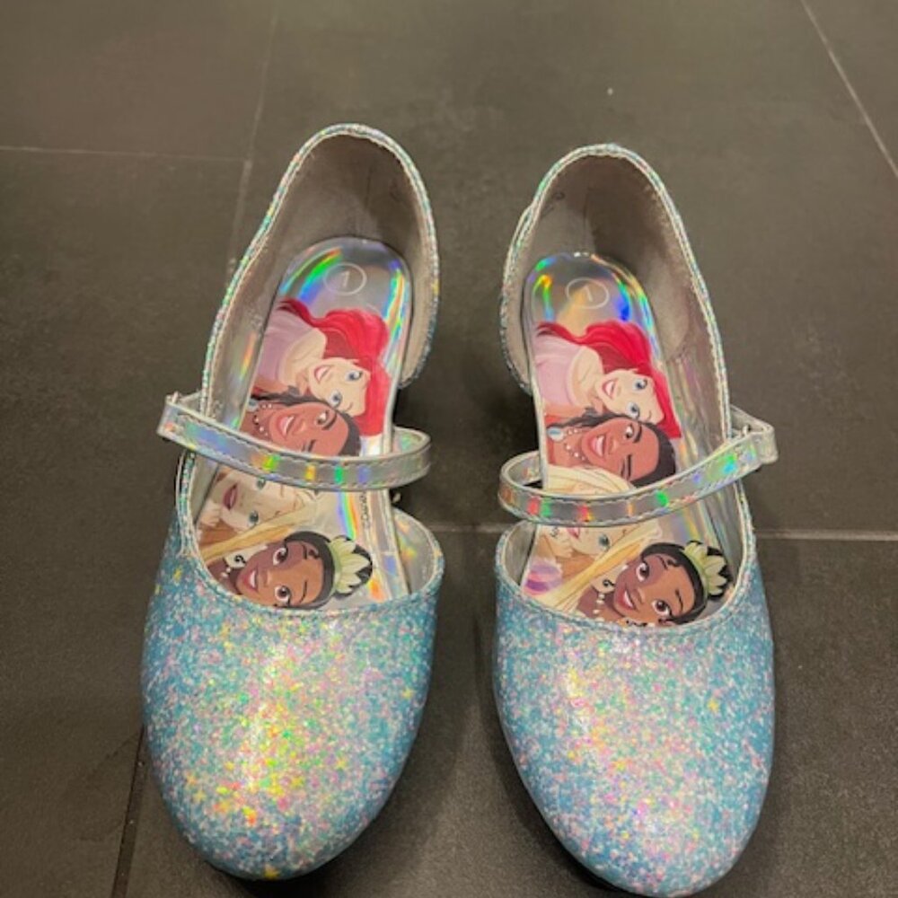 Disney Girl's Princess Ballet Heel Flats - sparkly blue
